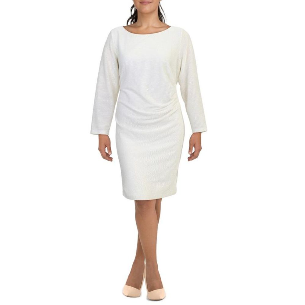 Vince Camuto Womens Ivory Striped Sequined Cocktail and Party Dress Plus NWOT